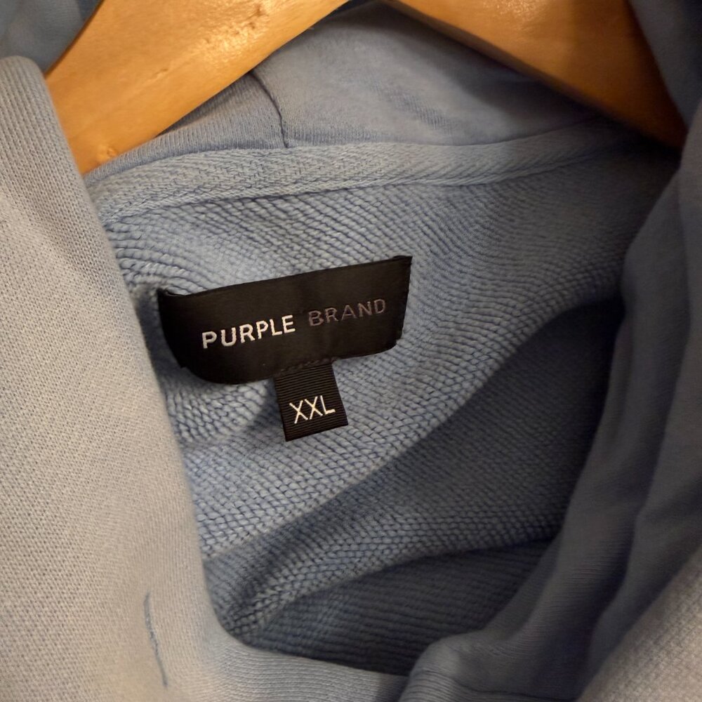 Purple Brand Light Blue Hoodie with Ombre faded finish XXL oversized - Picture 3 of 4